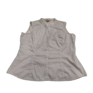 H&M Floral Blue White Sleeveless Button Front Blouse Size XL